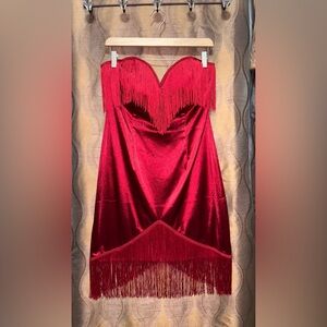 Elegant Red Fringe Dress